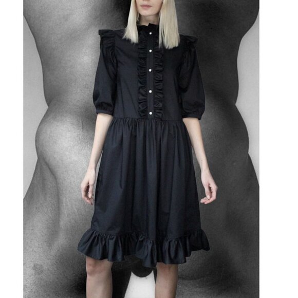Batsheva Claudette Dress in Black 8 - Picture 1 of 12